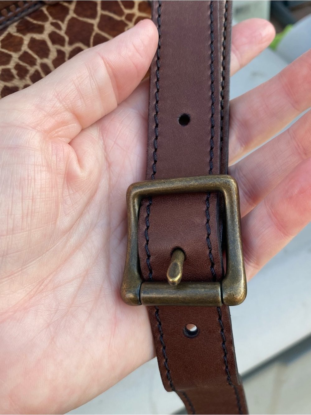 FOSSIL vintage revival reissue brown leather calfhair giraffe satchel bag purse - Picture 9 of 16